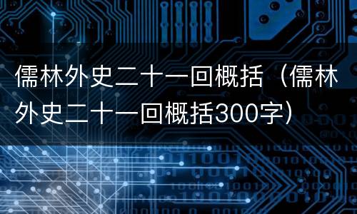 儒林外史二十一回概括（儒林外史二十一回概括300字）