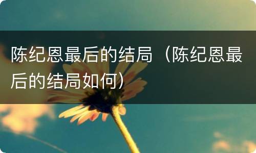 陈纪恩最后的结局（陈纪恩最后的结局如何）