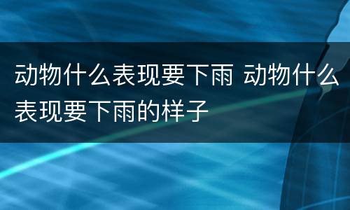 动物什么表现要下雨 动物什么表现要下雨的样子