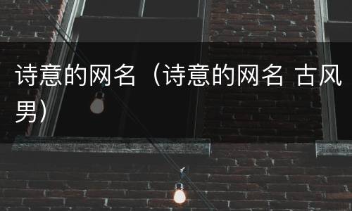 诗意的网名（诗意的网名 古风男）