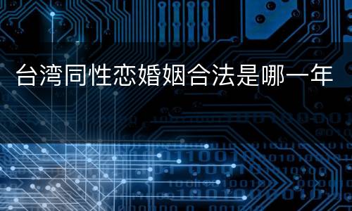 台湾同性恋婚姻合法是哪一年