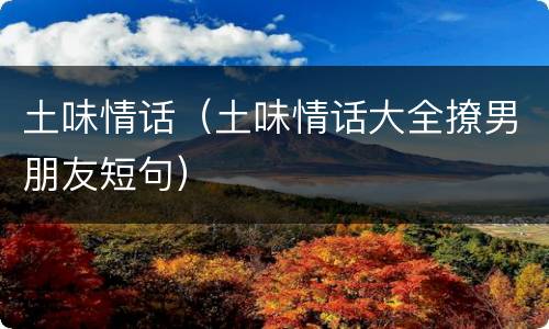 土味情话（土味情话大全撩男朋友短句）