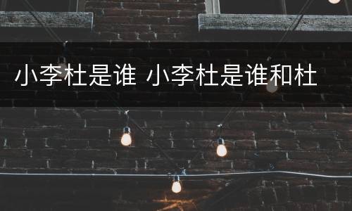 小李杜是谁 小李杜是谁和杜