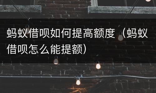 蚂蚁借呗如何提高额度（蚂蚁借呗怎么能提额）