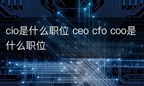 cio是什么职位 ceo cfo coo是什么职位