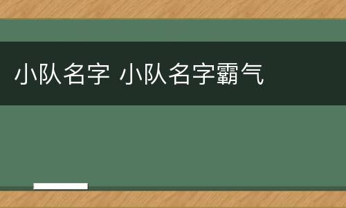 小队名字 小队名字霸气