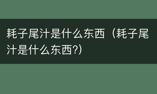 耗子尾汁是什么东西（耗子尾汁是什么东西?）