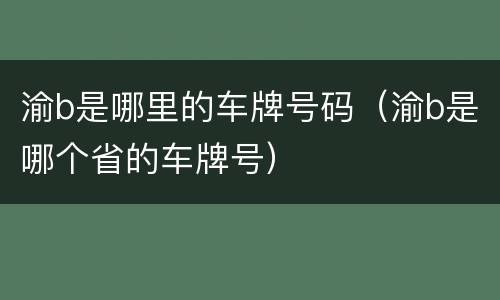 渝b是哪里的车牌号码（渝b是哪个省的车牌号）
