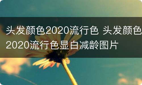 头发颜色2020流行色 头发颜色2020流行色显白减龄图片