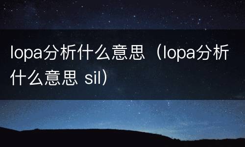 lopa分析什么意思（lopa分析什么意思 sil）