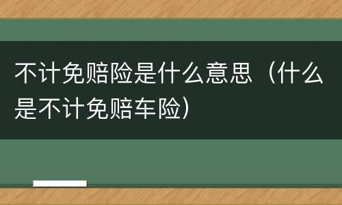不计免赔险是什么意思（什么是不计免赔车险）