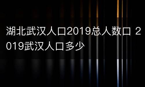 湖北武汉人口2019总人数口 2019武汉人口多少