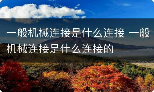 一般机械连接是什么连接 一般机械连接是什么连接的