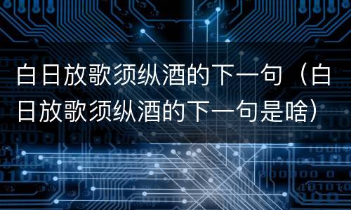 白日放歌须纵酒的下一句（白日放歌须纵酒的下一句是啥）