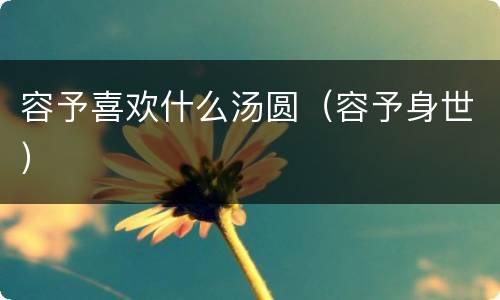 容予喜欢什么汤圆（容予身世）