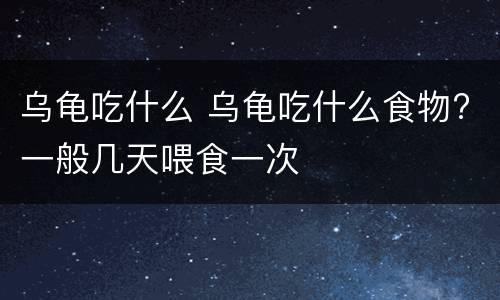 乌龟吃什么 乌龟吃什么食物?一般几天喂食一次
