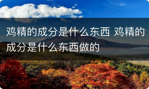 鸡精的成分是什么东西 鸡精的成分是什么东西做的