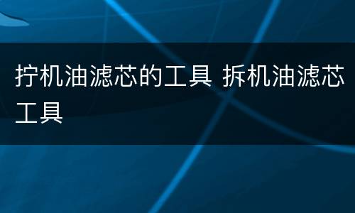 拧机油滤芯的工具 拆机油滤芯工具