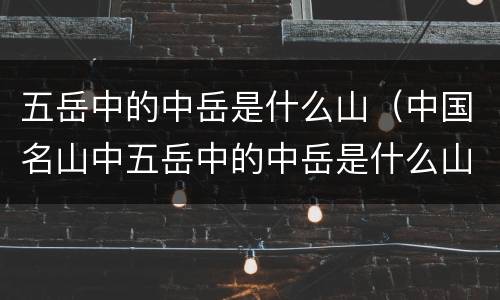 五岳中的中岳是什么山（中国名山中五岳中的中岳是什么山）
