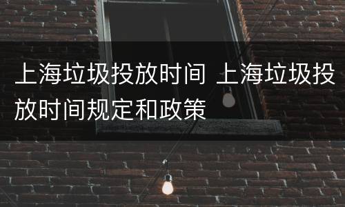 上海垃圾投放时间 上海垃圾投放时间规定和政策