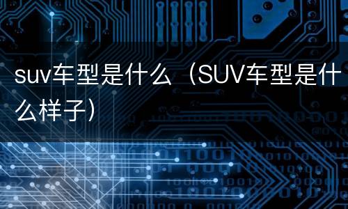 suv车型是什么（SUV车型是什么样子）