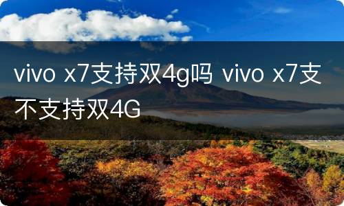 vivo x7支持双4g吗 vivo x7支不支持双4G