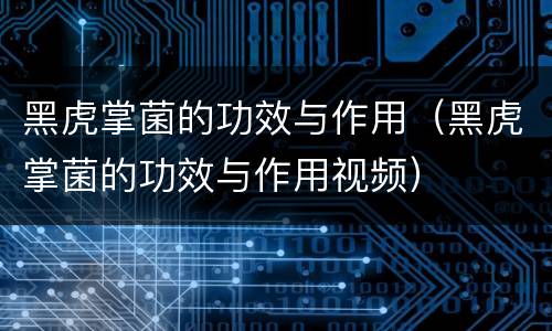 黑虎掌菌的功效与作用（黑虎掌菌的功效与作用视频）