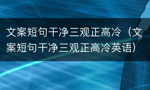 文案短句干净三观正高冷（文案短句干净三观正高冷英语）