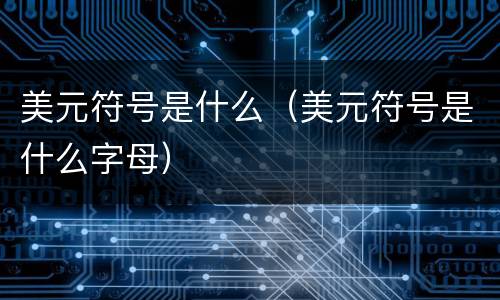 美元符号是什么（美元符号是什么字母）