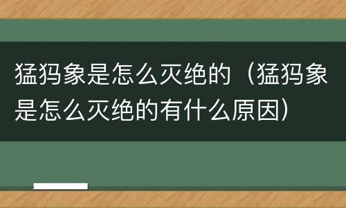 猛犸象是怎么灭绝的（猛犸象是怎么灭绝的有什么原因）