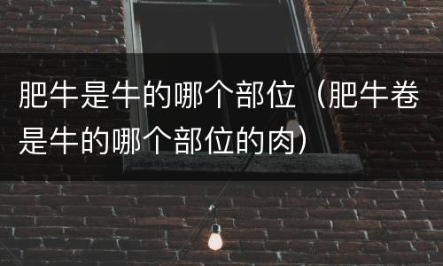 肥牛是牛的哪个部位（肥牛卷是牛的哪个部位的肉）