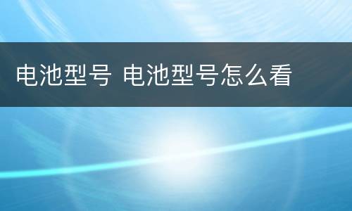 电池型号 电池型号怎么看