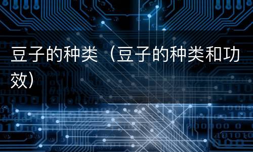 豆子的种类（豆子的种类和功效）