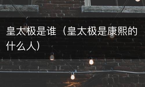 皇太极是谁（皇太极是康熙的什么人）