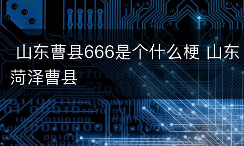  山东曹县666是个什么梗 山东菏泽曹县