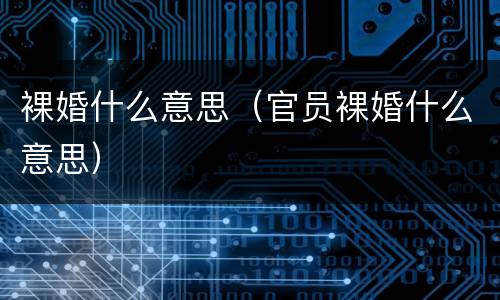 裸婚什么意思（官员裸婚什么意思）