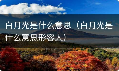 白月光是什么意思（白月光是什么意思形容人）