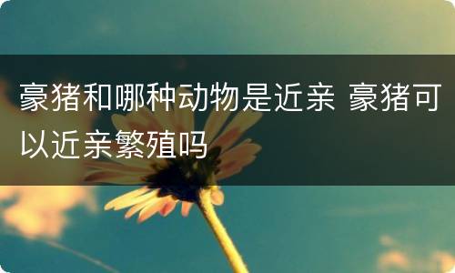 豪猪和哪种动物是近亲 豪猪可以近亲繁殖吗