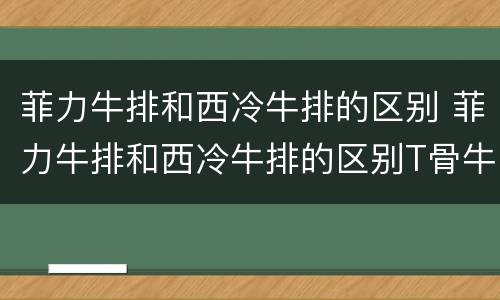 菲力牛排和西冷牛排的区别 菲力牛排和西冷牛排的区别T骨牛排