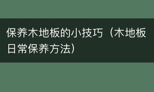 保养木地板的小技巧（木地板日常保养方法）