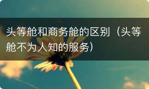 头等舱和商务舱的区别（头等舱不为人知的服务）