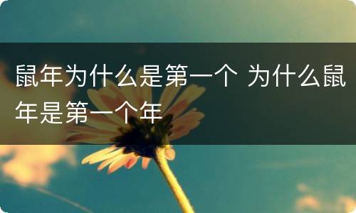 鼠年为什么是第一个 为什么鼠年是第一个年