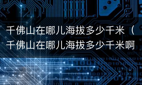 千佛山在哪儿海拔多少千米（千佛山在哪儿海拔多少千米啊）