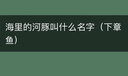 海里的河豚叫什么名字（下章鱼）