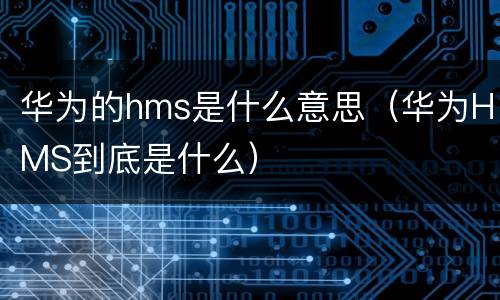 华为的hms是什么意思（华为HMS到底是什么）