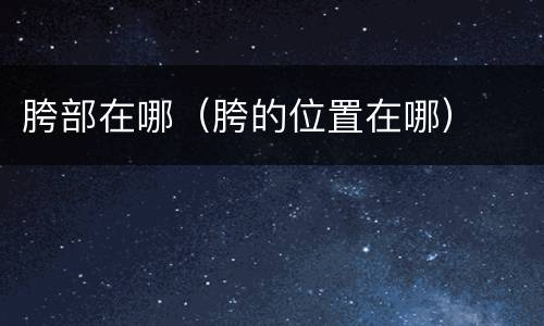 胯部在哪（胯的位置在哪）