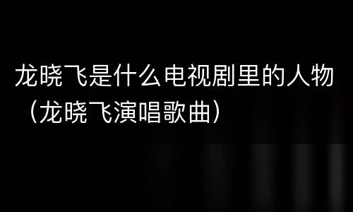 龙晓飞是什么电视剧里的人物（龙晓飞演唱歌曲）