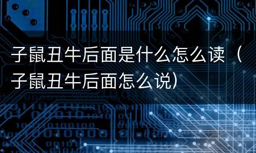 子鼠丑牛后面是什么怎么读（子鼠丑牛后面怎么说）