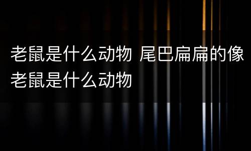 老鼠是什么动物 尾巴扁扁的像老鼠是什么动物