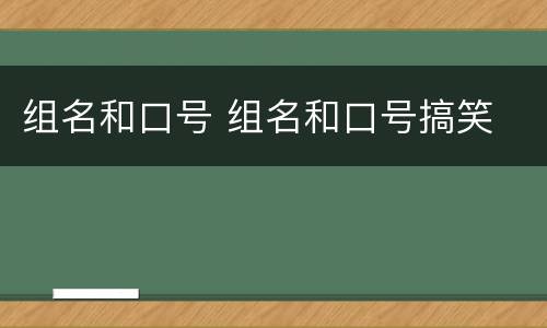 组名和口号 组名和口号搞笑
